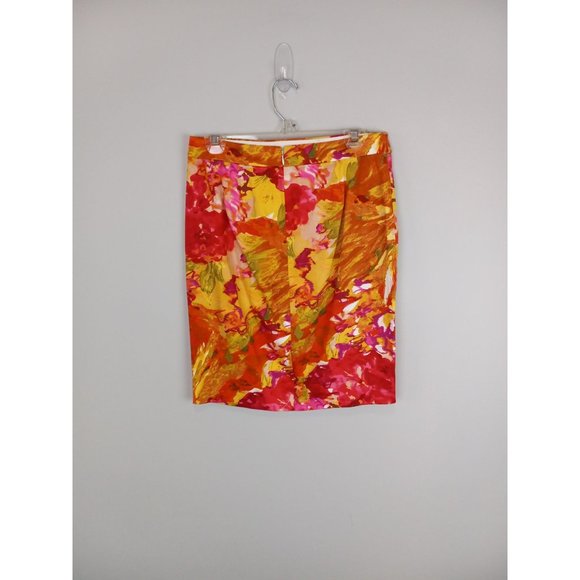 J. Crew Factory Patterned Pencil Skirt Orange Size 4 - Picture 2 of 4